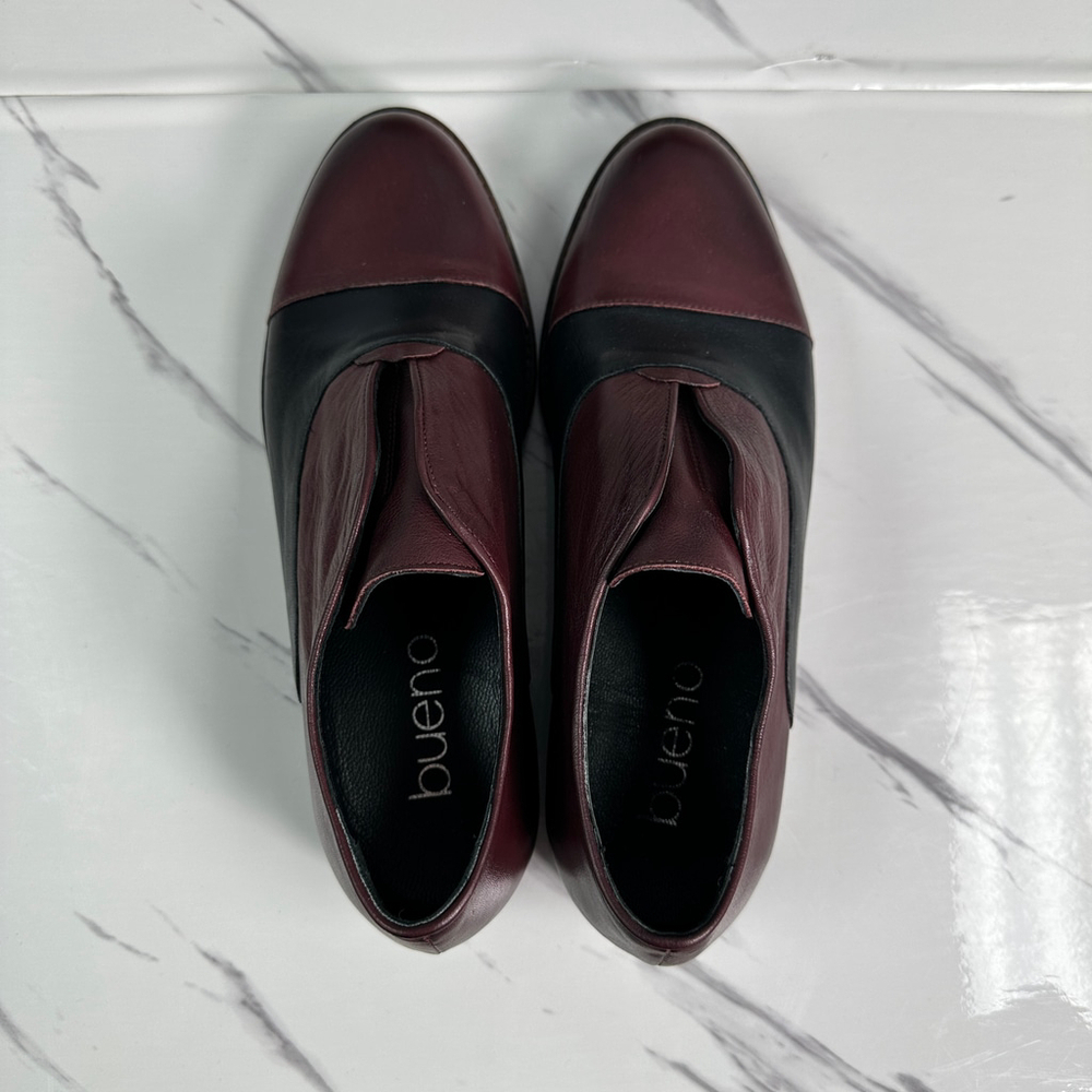 Professional Loafer Bueno Leather Oxblood Slip On Shoes Office Chic 39 US 8.5 - Picture 7 of 8
